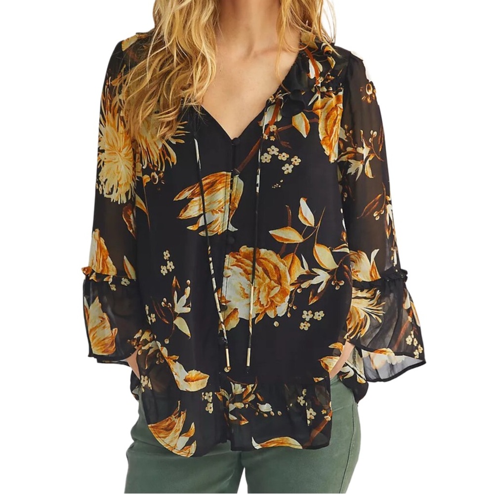 Anthropologie Romantic Ruffled Peasant Blouse